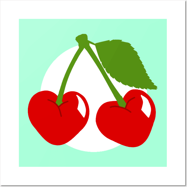 Cherry Hearts - Teal Wall Art by CherryBakewell